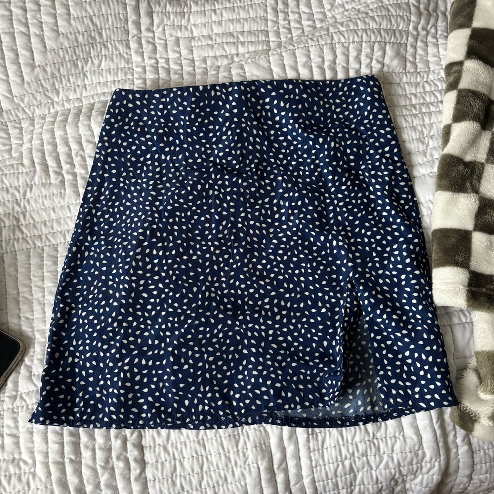 SHEIN Blue A-Line Mini Skirt with Slit